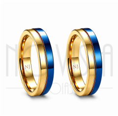 imagem  SIENA*Tradição e Elegância*  ALIANÇAS DE TUNGSTÊNIO MAGNETIZADO A OURO18k E TITANIUM ACABAMENTO ALTO BRILHO