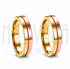 imagem  ALESSA*Proteção e Força*  ALIANÇAS DE TUNGSTÊNIO MAGNETIZADO A OURO18k e ROSE ACABAMENTO ALTO BRILHO