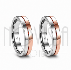 imagem  ROSALIE *Delicadeza e Amor*  ALIANÇAS DE TUNGSTÊNIO MAGNETIZADO A OURO ROSE ACABAMENTO ALTO BRILHO
