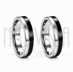 imagem  ALVA *Novo Começo*  ALIANÇAS DE TUNGSTÊNIO MAGNETIZADO A OURO18k e ROSE ACABAMENTO ALTO BRILHO