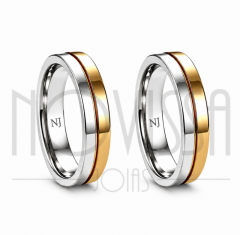 imagem  CALÍOPE *Beleza e Grandeza *  ALIANÇAS DE TUNGSTÊNIO MAGNETIZADO A OURO18k  ACABAMENTO ALTO BRILHO