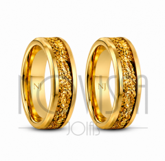 imagem MÍSTICA - *Intensidade e Exclusividade* ALIANÇAS DE TUNGSTÊNIO MAGNETIZADAS A OURO 18K ACABAMENTO ALTO BRILHO