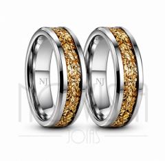 imagem ESTELAR- *amor destinado a permanecer* ALIANÇAS DE TUNGSTÊNIO MAGNETIZADAS A OURO 18K ACABAMENTO ALTO BRILHO