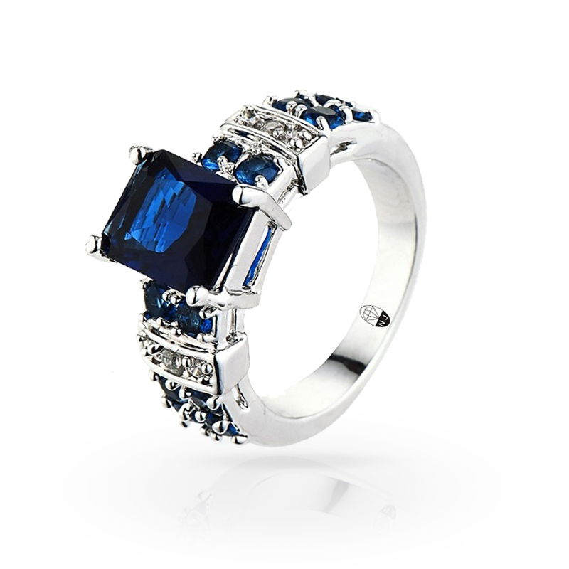 imagem #DARK BLUE# ANEL FOLHEADO A PRATA 925S COM UM LINDO CRISTAL AZUL ESCURO DE SWAROVSKI